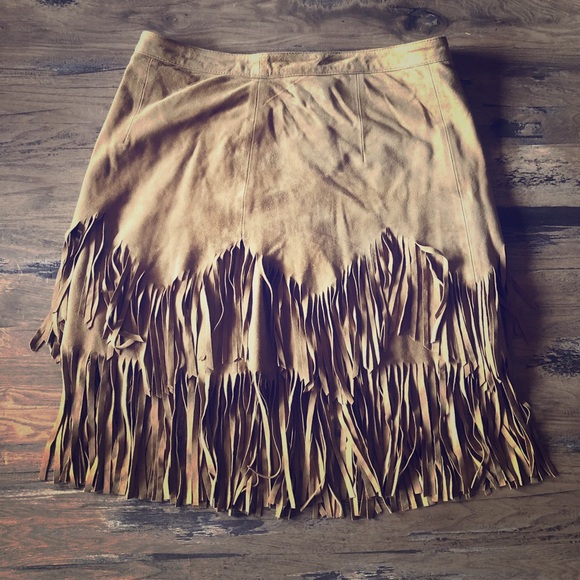 Free People Dresses & Skirts - Free People - Suede Fringe Skirt - Size 4